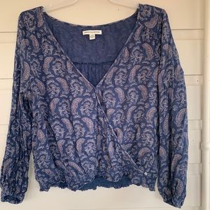 Paisley wrap cropped top